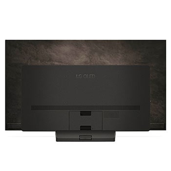 Rückansicht des LG OLED evo AI C4 4K Smart TV mit sichtbarem Standfuß und Anschlussfeld