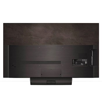 Rückansicht des LG OLED evo AI C4 4K Smart TV mit sichtbarem Standfuß und Anschlussfeld