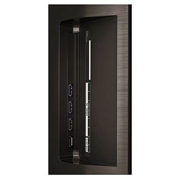 Seitliches Anschlussfeld des LG OLED evo AI C4 4K Smart TV mit mehreren HDMI-Anschlüssen und CI-Steckplatz.