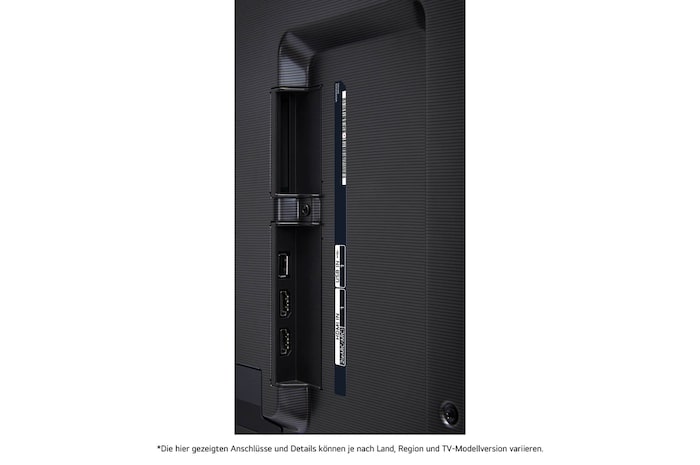 Seitliche Nahaufnahme der HDMI- und USB-Anschlüsse am LG OLED evo AI G4 4K Smart TV.