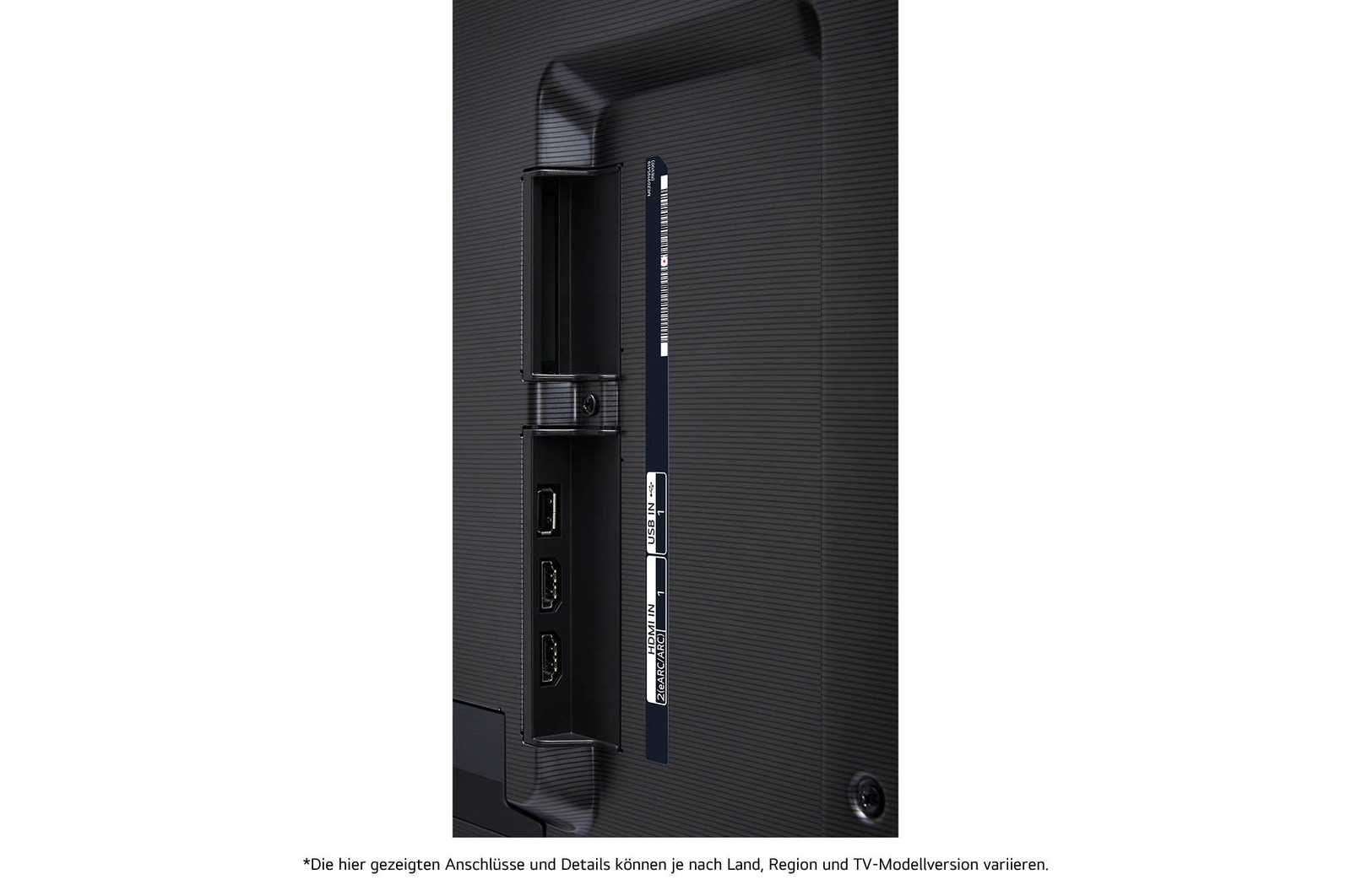 Seitliche Nahaufnahme der HDMI- und USB-Anschlüsse am LG OLED evo AI G4 4K Smart TV.
