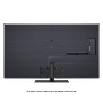 Rückansicht des LG OLED evo AI G4 4K Smart TV mit Kabelmanagement und Wandmontageoptionen.