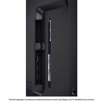 Seitliche Nahaufnahme der HDMI- und USB-Anschlüsse am LG OLED evo AI G4 4K Smart TV.