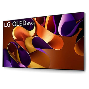 LG OLED evo AI G4 4K Smart Wand-TV aus linkem Blickwinkel mit randlosem, ultraschlankem Design