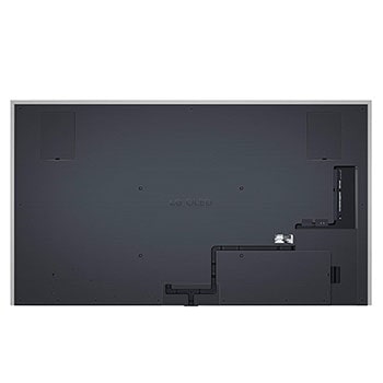 Rückansicht des LG OLED evo AI G4 4K Smart Wand-TVs mit aufgeräumtem Kabelmanagement und flacher Wandmontage