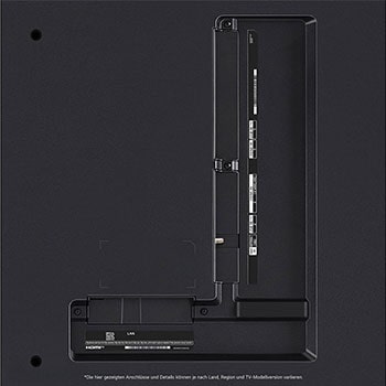 Nahaufnahme der Anschlüsse des LG QNED80 AI 4K Smart Fernsehers, einschließlich Zugang zu HDMI, USB, Antenne und CI-Slot.