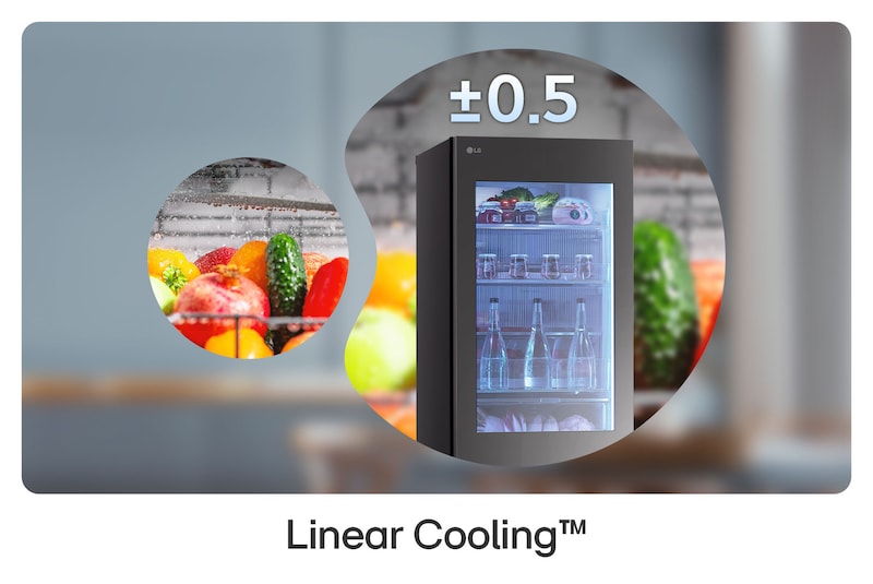LG Kühl-Gefrierkombination GBG7190CEV zeigt Linear Cooling mit $\pm$0,5 °C Temperaturkonstanz, hält Obst und Gemüse länger frisch.