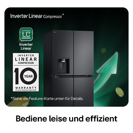 LG Multi-Door Kühlschrank GML960EVBE in mattem Schwarz, mit dem LG ThinQ™ System, wobei die Temperatureinstellungen über eine Smartphone-App ferngesteuert werden.
