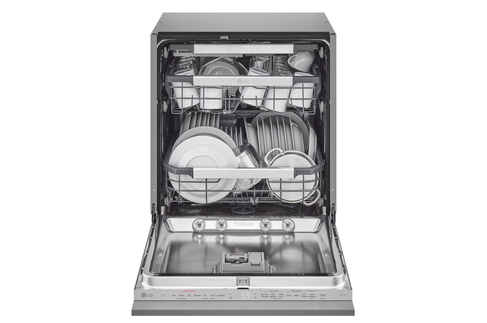 Vorderseite von Vollintegrierbarer Geschirrspüler Silber (Energieklasse A, 43 dB, 10 Programme) mit TrueSteam & QuadWash | DB476TXS DB476TXS