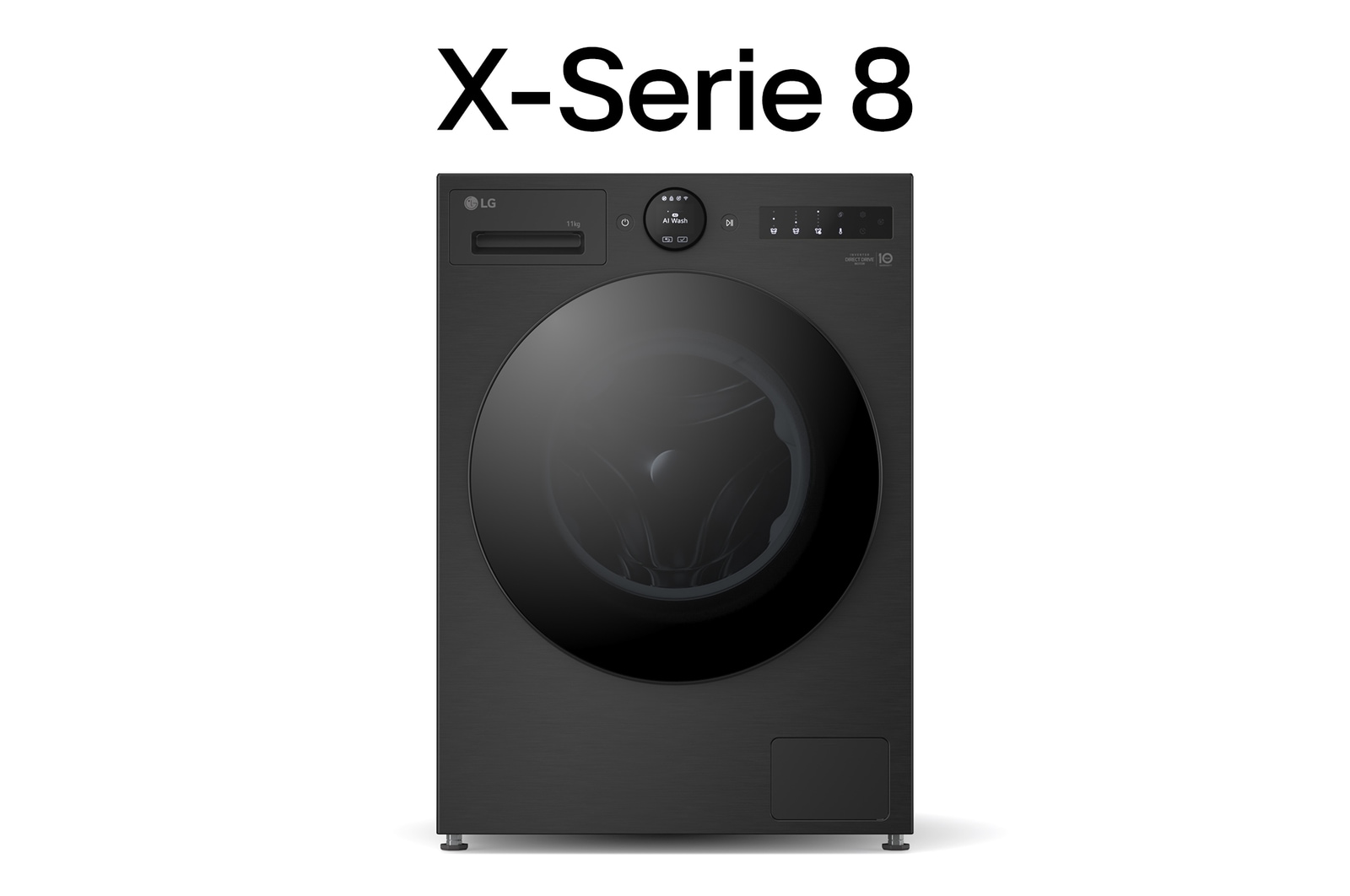 Vorderseite von Waschmaschine Matte Black (A-40%*, 11 kg, 1.350 U./Min.) mit AI DD® & TurboWash®360° | F4WX801YB
