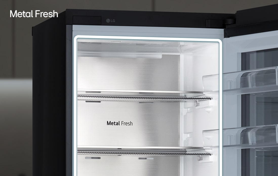 Bereich Metal Fresh im Inneren des Kühlschranks.
