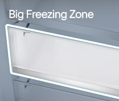 Bereich Big Freezing Zone im Inneren des Kühlschranks.