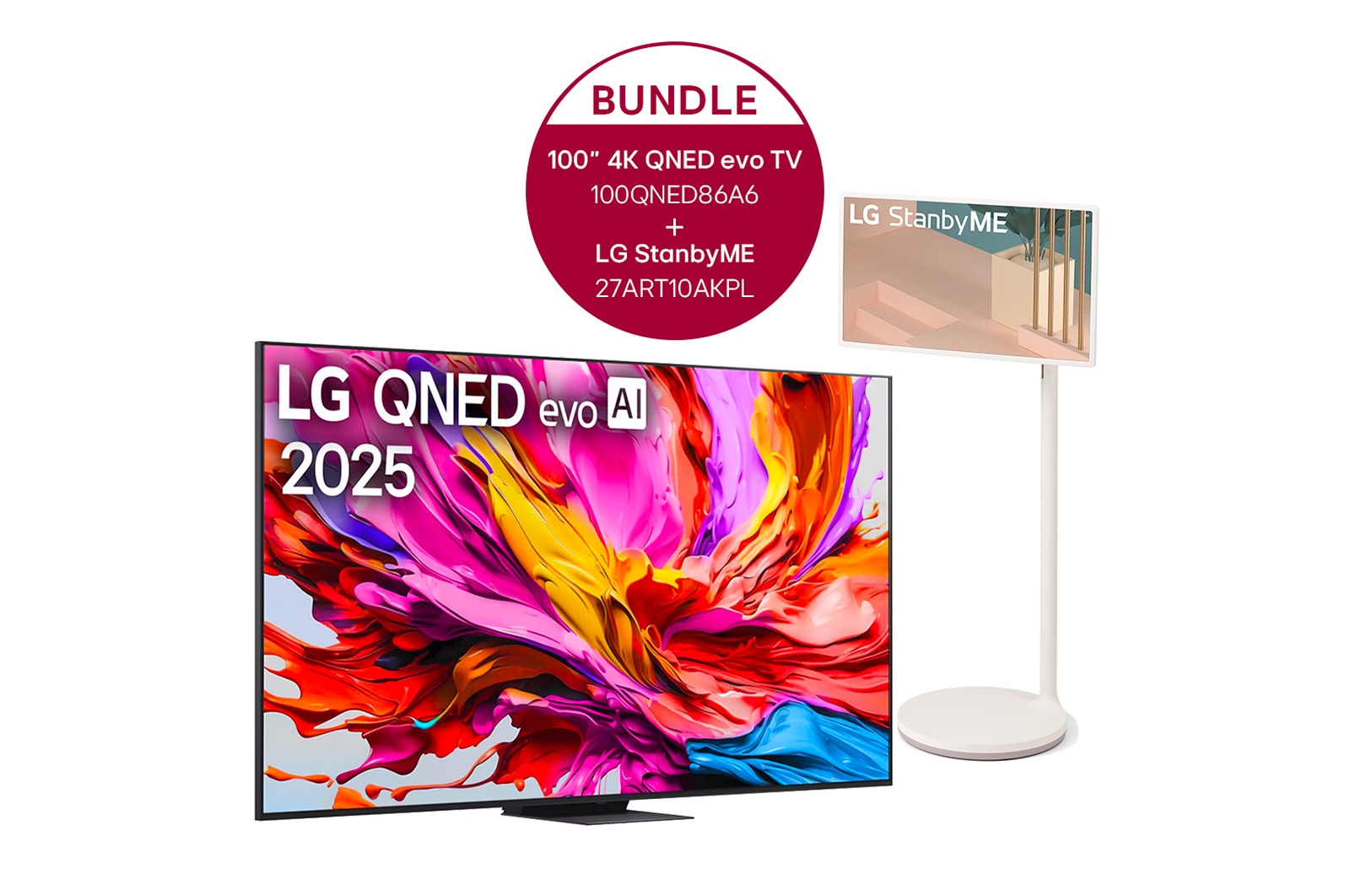 LG 100 Zoll LG 4K QNED evo AI TV + LG StanbyME, 100QNED86A6.27ART10