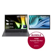 LG 17 Zoll Notebook mit Windows 11 Home | Intel®​ Core™ Ultra7​ Prozessor | 16 LPDDR5X​ RAM | 1TB SSD | 17Z90S-G.AA79G + 16 Zoll +view für LG gram Portable Monitor mit USB Typ-C™ und 45 W Power Delivery, 17Z90SAA79G.16MR70