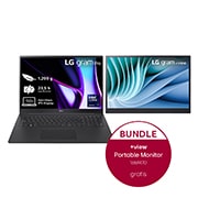 LG 17 Zoll Notebook mit Windows 11 Home | Intel® Core™ Ultra 7 Prozessor | 32 GB LPDDR5x RAM | 2 TB SSD | 77-WH-Akku | 17Z90SP-G.AD7BG + 16 Zoll +view für LG gram Portable Monitor mit USB Typ-C™ und 45 W Power Delivery, 17Z90SPG7BG.16MR70