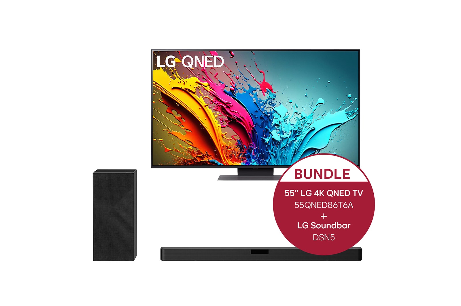 LG 55 Zoll LG QNED86 4K Smart TV + 2.1 Soundbar mit 400 Watt, 55QNED86T6A.DSN5