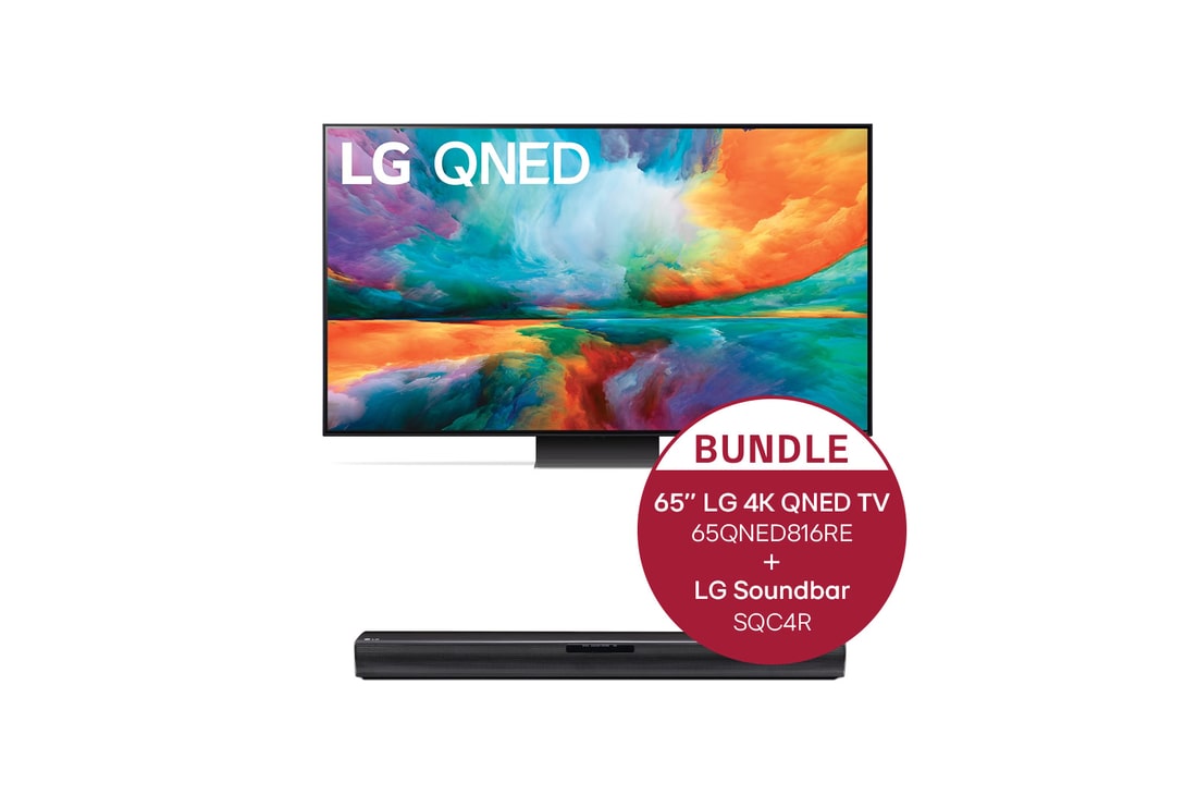 LG 65 Zoll LG 4K QNED TV QNED81 + LG Soundbar SQC4R, 65QNED816RE.SQC4R