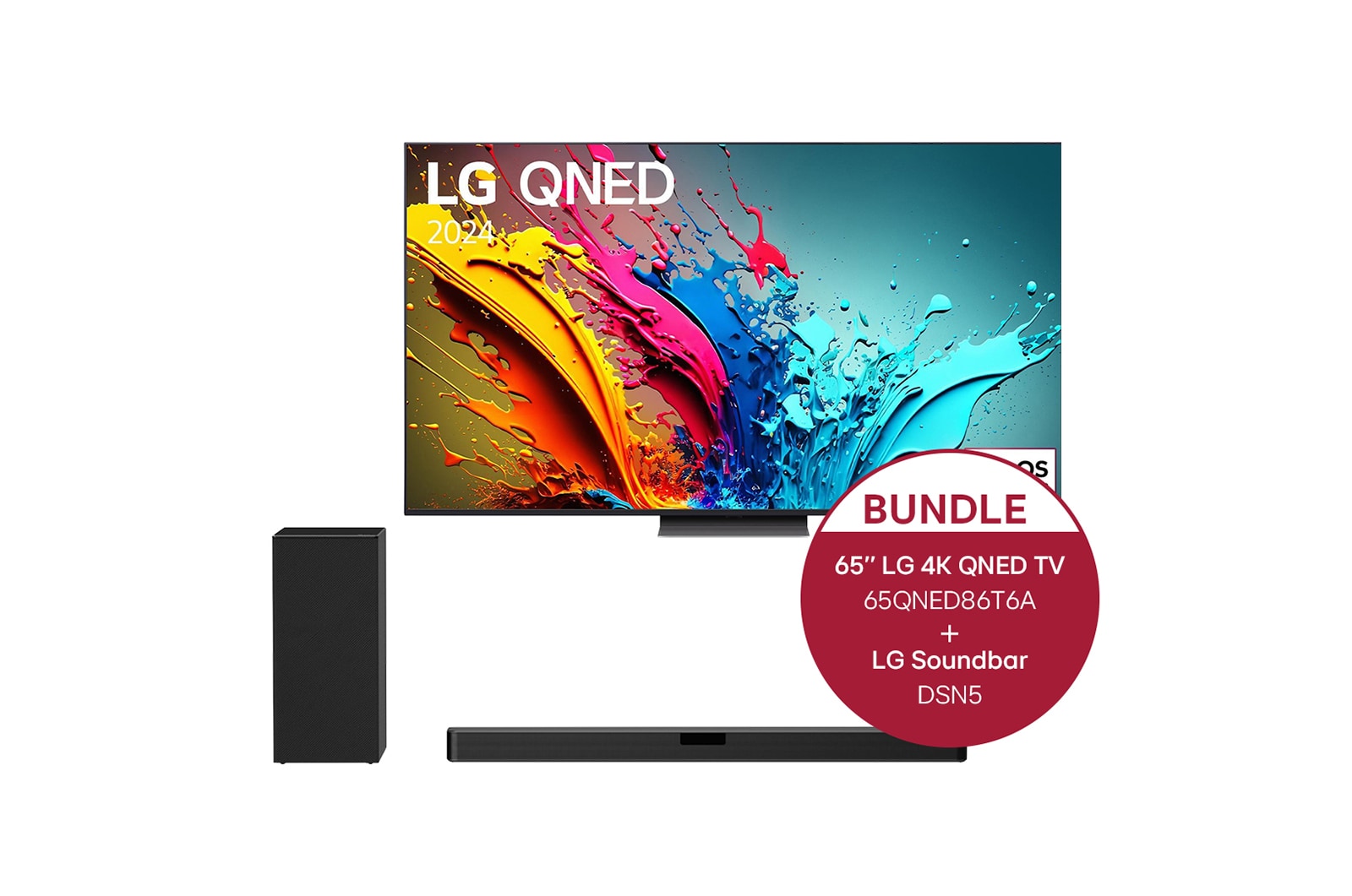 LG 65 Zoll LG QNED86 4K Smart TV + 2.1 Soundbar mit 400 Watt, 65QNED86T6A.DSN5