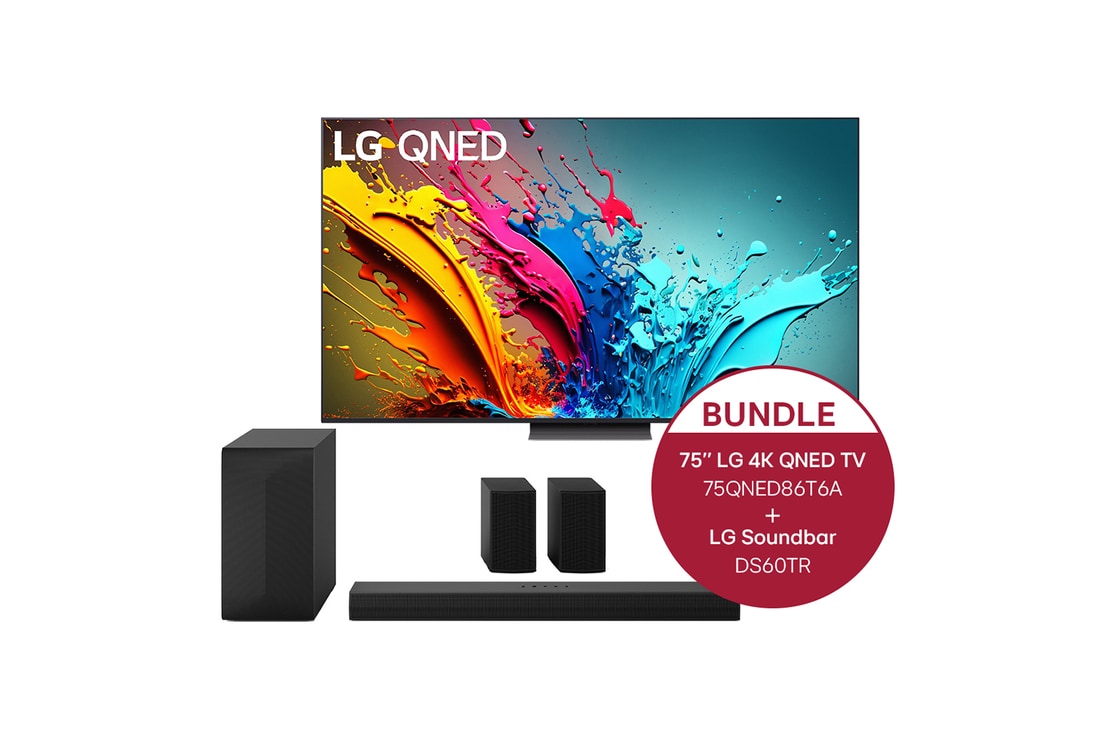 LG 75 Zoll LG QNED86 4K Smart TV + 5.1 Soundbar DS60TR mit 440 Watt , 75QNED86T6A.DS60TR