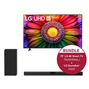 LG 75 Zoll LG 4K Smart UHD TV UR80 + 2.1 Soundbar mit 400 Watt , 75UR80006LJ.DSN5