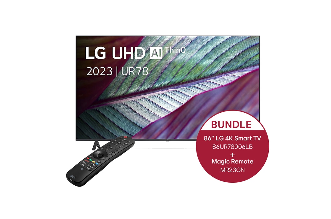 LG 86 Zoll LG 4K Smart UHD TV UR78 + Magic Remote-Fernbedienung MR23, 86UR78006LB.MR23GN