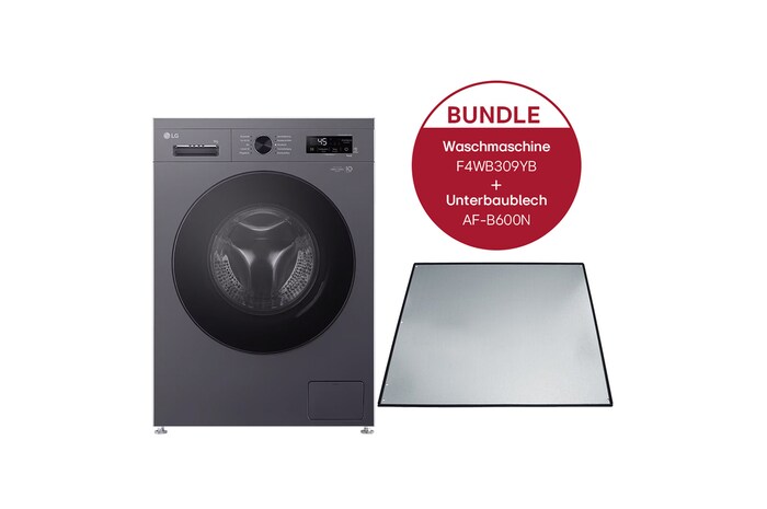 LG Waschmaschine (EEK A, 9 kg, 1.310 U./Min.) Unterbaufähig mit Steam & Inverter Direct Drive® + Unterbaublech | F4WB309YB.AFB600N, F4WB309YB.AFB600N