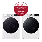 LG Waschmaschine (13 kg, 1.400 U./Min., EEK A) mit silber Bullaugenring + Trockner Weiß (9 kg, EEK A+++) mit Dual Inverter Wärmepumpentechnologie, F4WR7031.RT90V9W