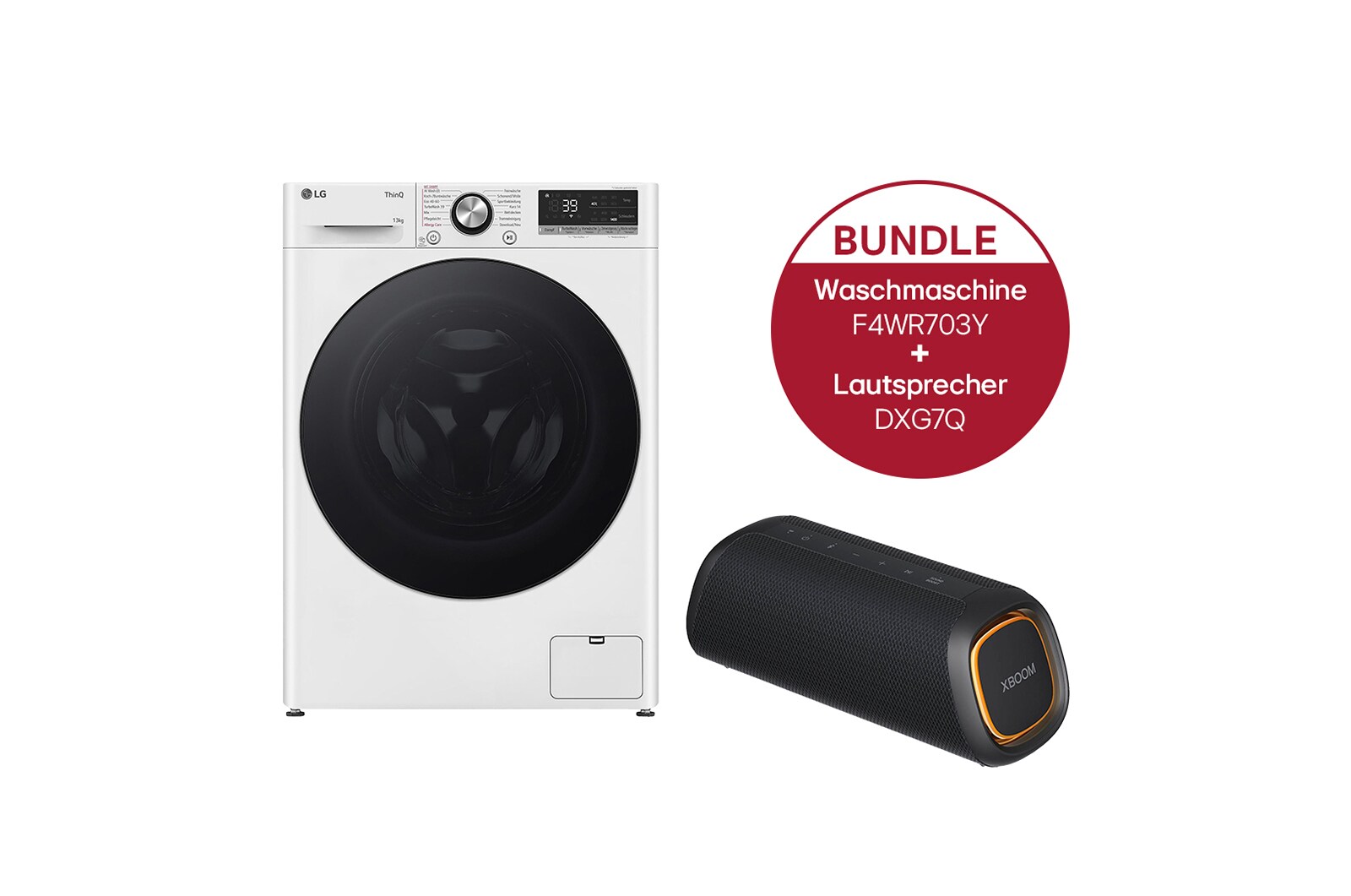 LG Waschmaschine (13 kg, 1.400 U./Min., EEK A-20%*) mit schwarzem Bullaugenring | F4WR703Y + DXG7QBK, F4WR703Y.DXG7Q