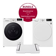 LG Waschmaschine (9 kg, 1.360 U./Min.), Trockner (8 kg) und Zwischenbaurahmen im Set | F4WR709G-D.V3RT8N, F4WR709G-D.V3RT8N