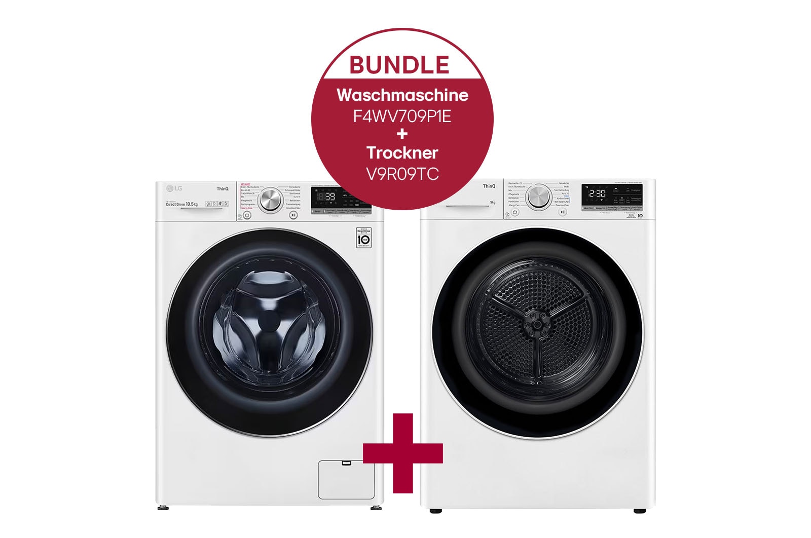 LG Waschmaschine (9 kg, 1.400 U./Min.) und Trockner (9 kg) im Set | F4WV709P1E.V9R09TC, F4WV709P1E.V9R09TC