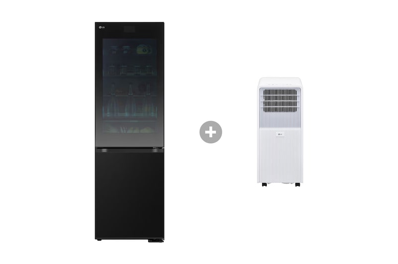 Vorderseite von Kühl-Gefrierkombination mit InstaView® (EEK C, 349L, 186 cm hoch) GBG7190CEV & Mobile Klimaanlage GBG7190CEV.TF09001