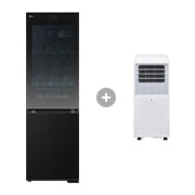 Vorderseite von Kühl-Gefrierkombination mit InstaView® (EEK C, 349L, 186 cm hoch) GBG7190CEV & Mobile Klimaanlage GBG7190CEV.TF09001