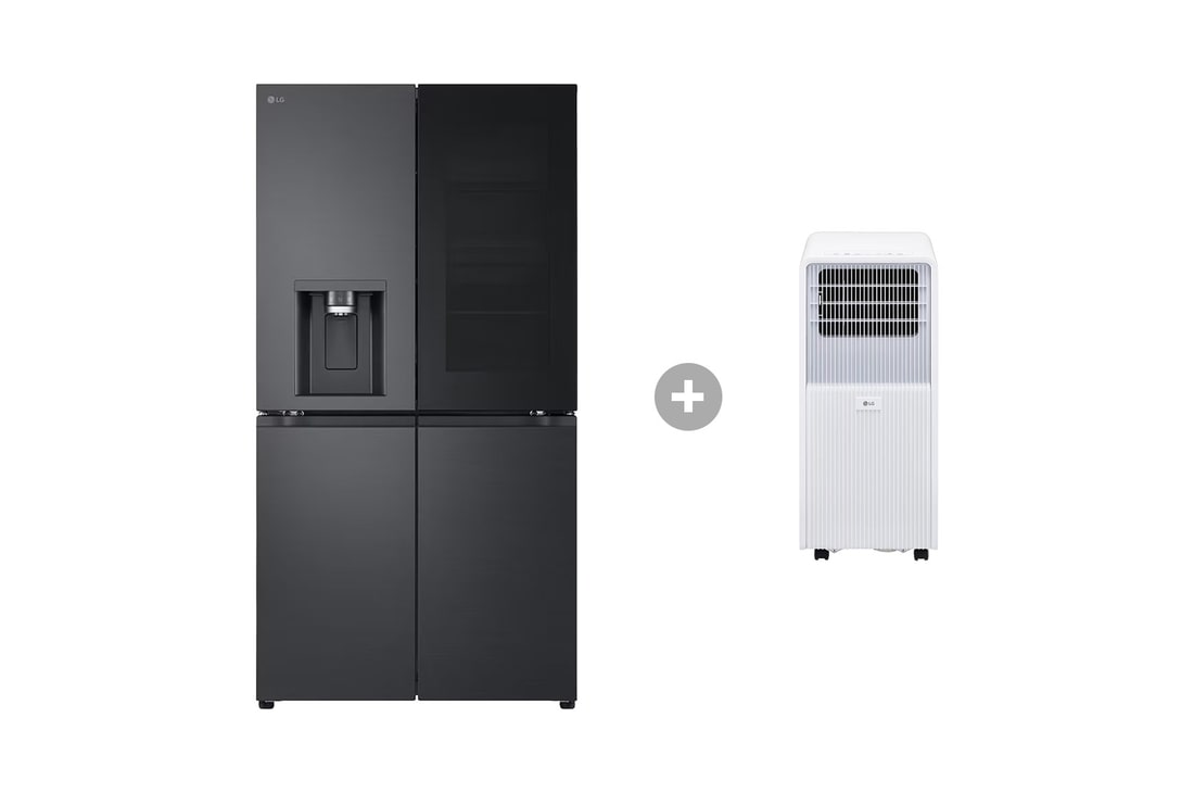 LG Multi-Door Kühlschrank mit InstaView® (EEK E, 638L, 179,2cm hoch) GMG960EVEE & Mobile Klimaanlage, GMG960EVEE.TF09001