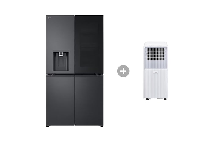 LG Multi-Door Kühlschrank mit InstaView® (EEK E, 638L, 179,2cm hoch) GMG960EVEE & Mobile Klimaanlage, GMG960EVEE.TF09001