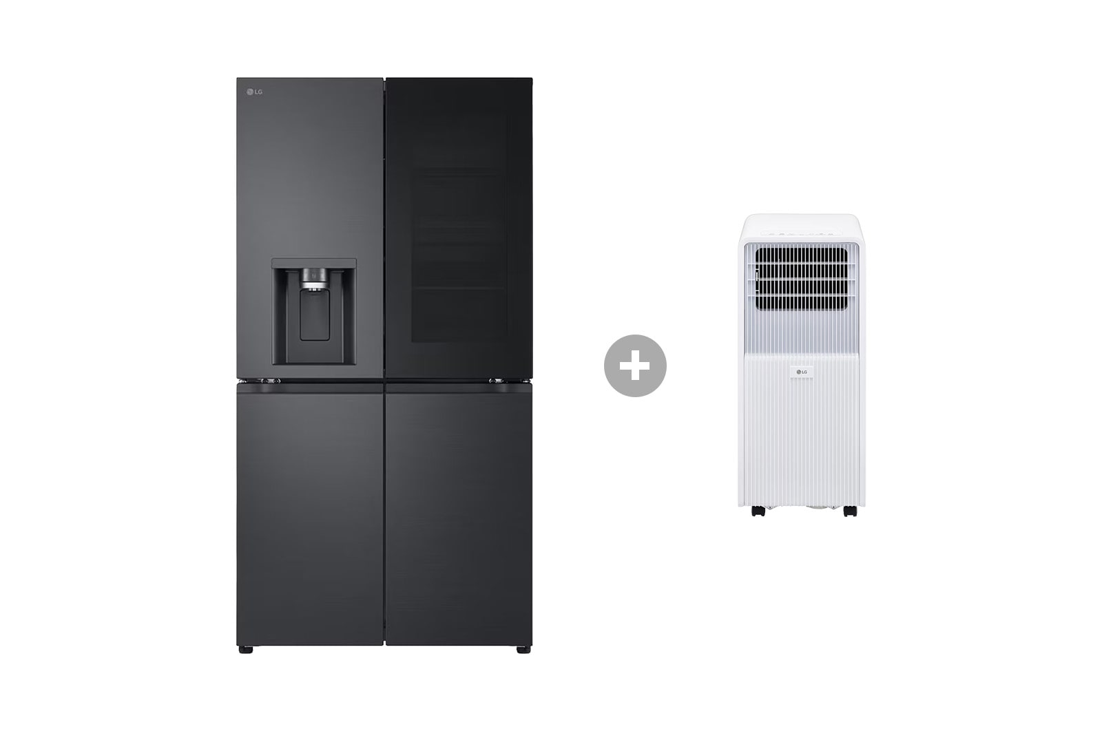 Vorderseite von Multi-Door Kühlschrank mit InstaView® (EEK E, 638L, 179,2cm hoch) GMG960EVEE & Mobile Klimaanlage GMG960EVEE.TF09001