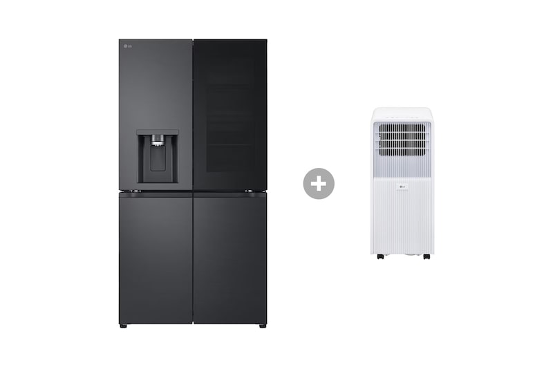 Vorderseite von Multi-Door Kühlschrank mit InstaView® (EEK E, 638L, 179,2cm hoch) GMG960EVEE & Mobile Klimaanlage GMG960EVEE.TF09001