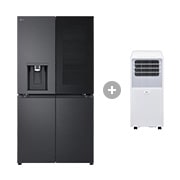 Vorderseite von Multi-Door Kühlschrank mit InstaView® (EEK E, 638L, 179,2cm hoch) GMG960EVEE & Mobile Klimaanlage GMG960EVEE.TF09001