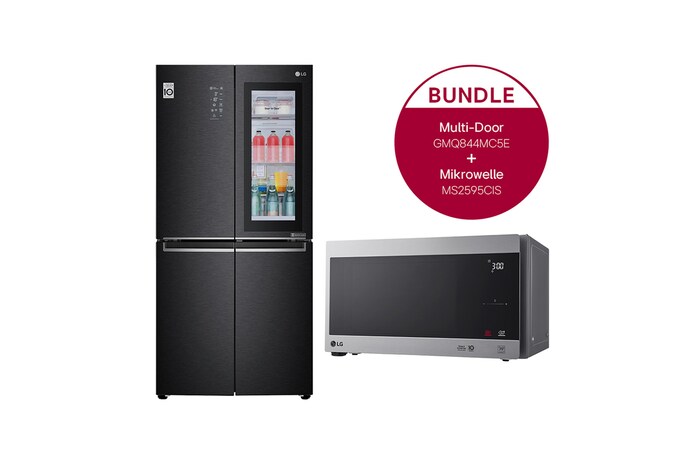LG Multi-Door Kühlschrank mit InstaView Door-in-Door® (EEK E, 530L,178,7cm hoch) und Solo-Mikrowelle (25L, 1000 Watt) im Set | GMQ844MC5E.2595CIS, GMQ844MC5E.2595CIS