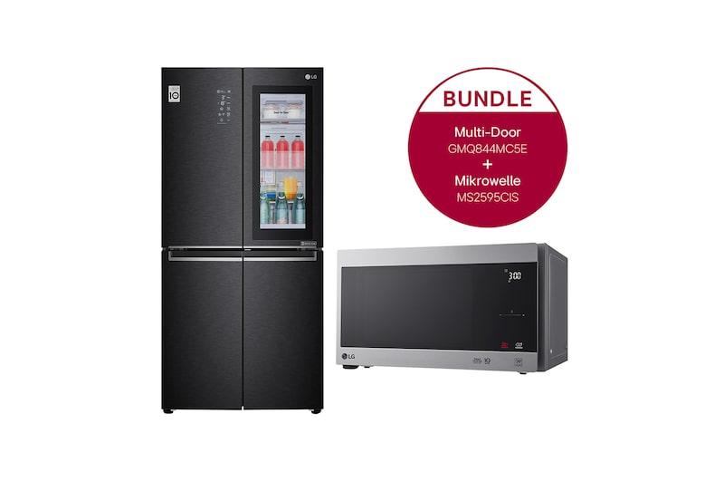 LG Multi-Door Kühlschrank mit InstaView Door-in-Door® (E, 530L,178,7cm hoch) und Solo-Mikrowelle (25L, 1000 Watt) im Set | GMQ844MC5E.2595CIS, GMQ844MC5E.2595CIS