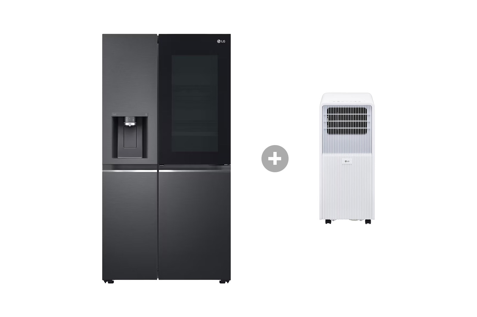 Vorderseite von Side-by-Side Kühlschrank mit InstaView Door-in-Door® (EEK E, 635L, 179cm hoch) GSXB90MCDE & Mobile Klimaanlage GSXB90MCDE.TF09001