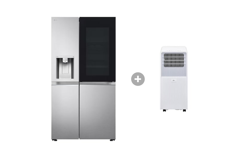 Vorderseite von Side-by-Side Kühlschrank mit InstaView Door-in-Door® (EEK E, 635L, 179cm hoch) GSXV91BSAE & Mobile Klimaanlage GSXV91BSAE.TF09001