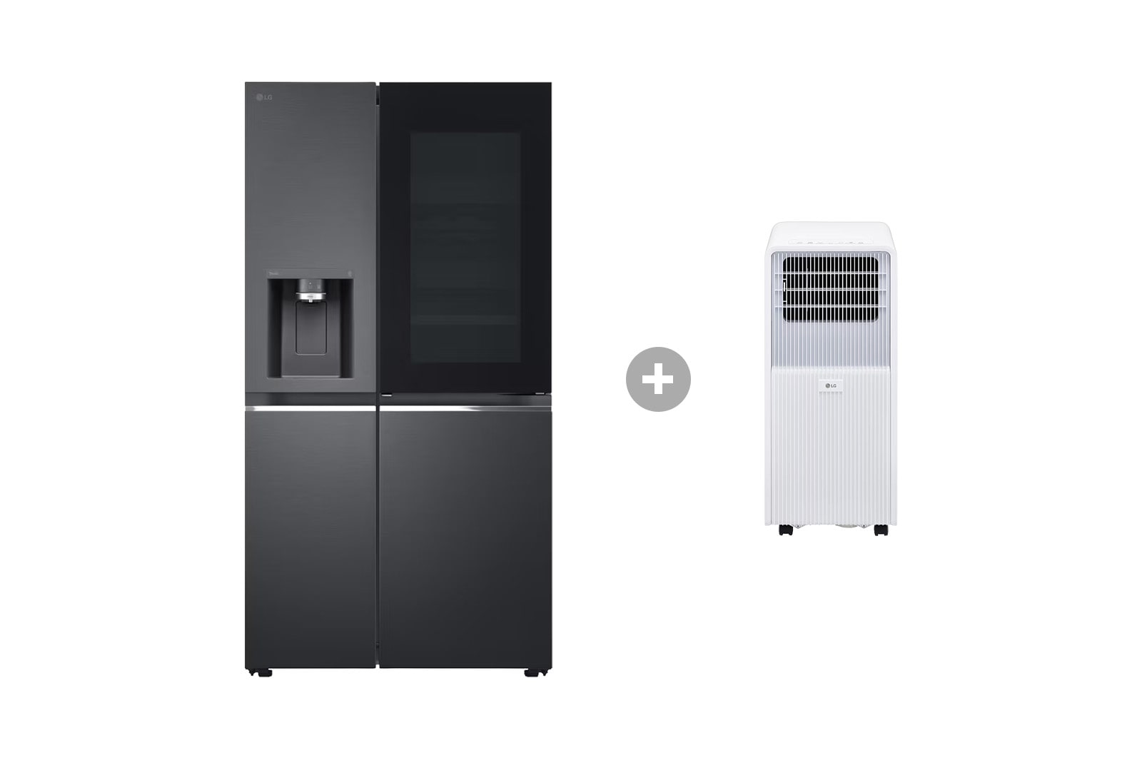 Vorderseite von Side-by-Side Kühlschrank mit InstaView Door-in-Door® (EEK E, 635L, 179cm hoch) GSXV91MCAE & Mobile Klimaanlage GSXV91MCAE.TF09001