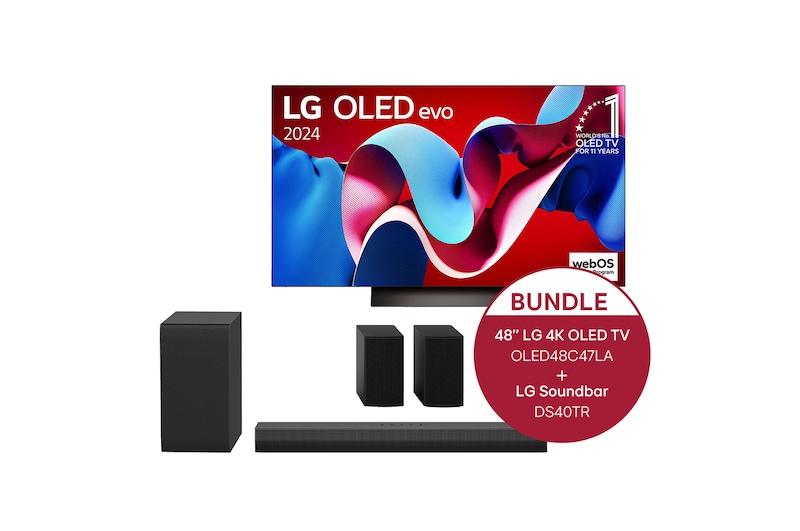 LG 48 Zoll LG OLED evo C4 4k Smart TV + 4.1 Soundbar DS40TR mit 400 Watt, OLED48C47LA.DS40TR