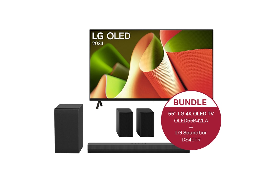 LG 55 Zoll LG OLED B4 4K Smart TV + 2.1 Soundbar DS40T mit 300 Watt, OLED55B42LA.DS40TR