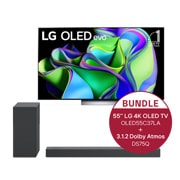 LG 55" LG 4K OLED evo TV C3 + 3.1.2 Dolby Atmos® Soundbar mit 380 Watt, OLED55C37LA.DS75Q