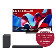 LG 55 Zoll LG OLED evo C4 4k Smart TV + 3.1.3 Dolby Atmos® Soundbar mit 400 Watt, OLED55C43LA.DSC9S