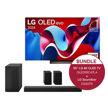 LG 55 Zoll LG OLED evo C4 4K Smart TV + 5.1 Soundbar DS60TR mit 440 Watt, OLED55C47LA.DS60TR