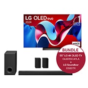 LG 55 Zoll LG OLED evo C4 4K Smart TV + 5.1.3 Dolby Atmos Soundbar mit 580 Watt, OLED55C47LA.DS80TR