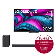 LG 55 Zoll LG OLED evo AI C5E 4K Smart TV  + 3.1.3 Dolby Atmos® Soundbar mit 400 Watt | kabelloser Subwoofer, OLED55C5ELB.DSC9S