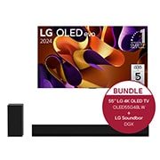 LG 55 Zoll LG OLED evo G4 4k Smart TV + 3.1 Dolby Atmos®️ Design-Soundbar mit 420 Watt, OLED55G48LW.DGX